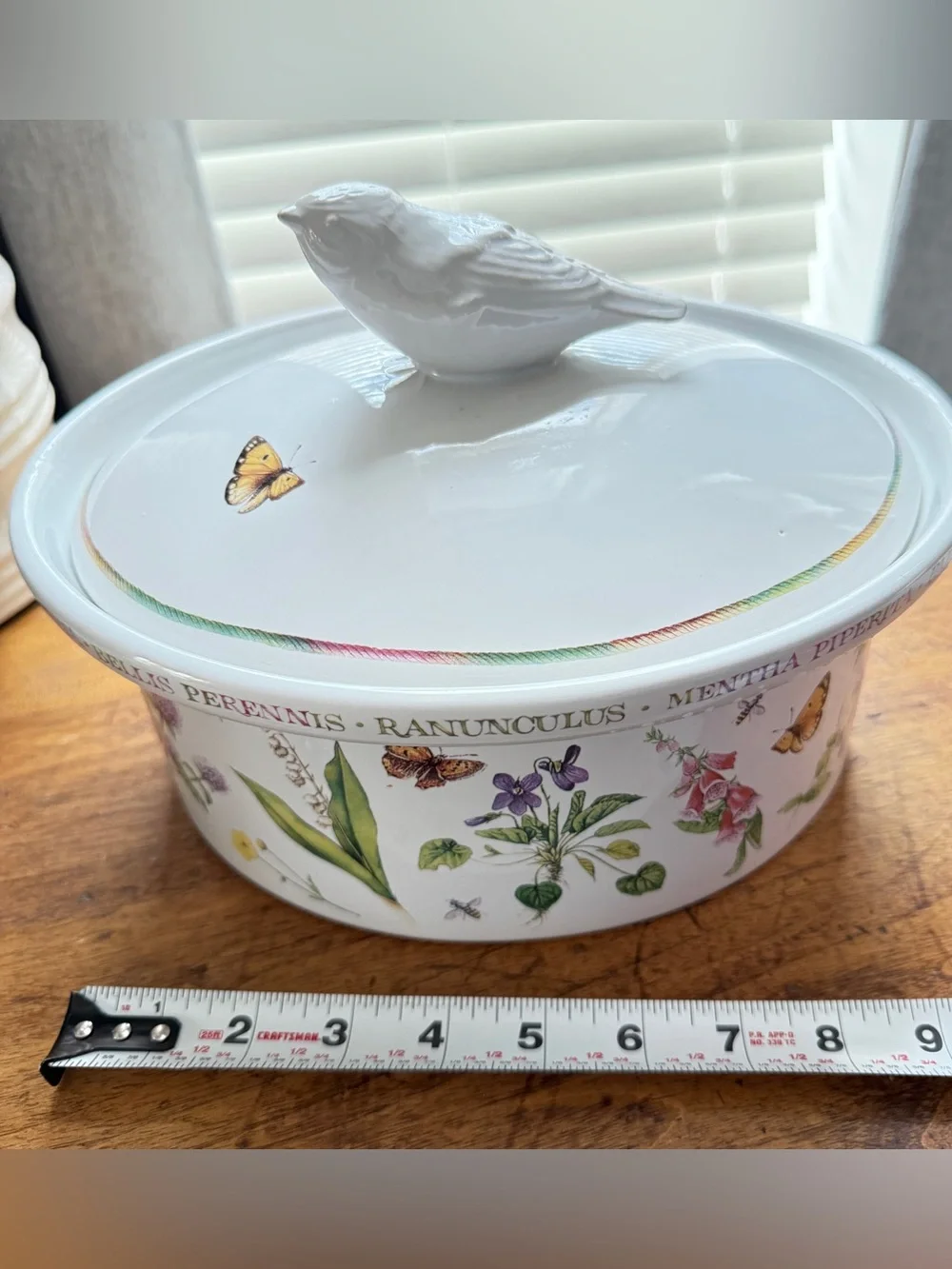 Vintage Marjolein Bastin Wildflower Meadow 2-Quart Oval Covered Casserole Dish